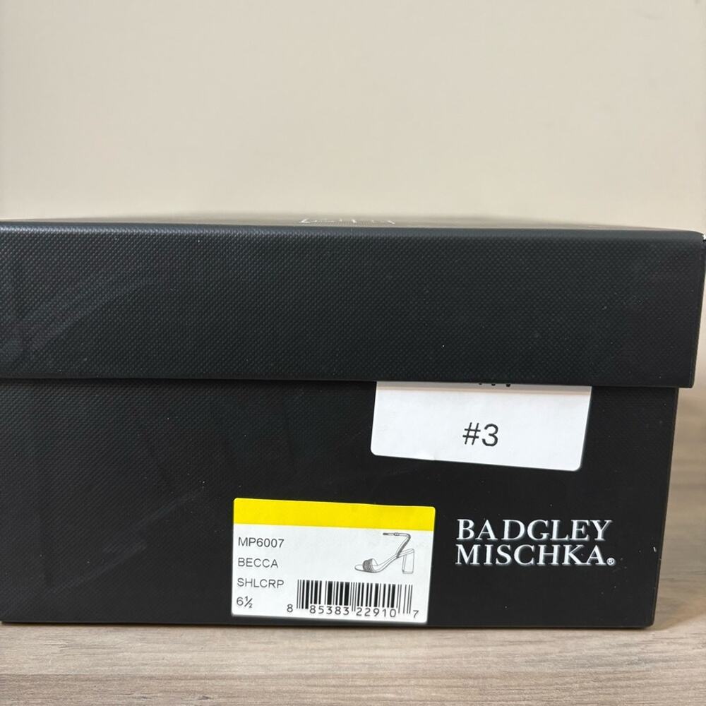 New! Badgley Mishka Becca Strappy Block Heel‎ Rhinestone Bridal Prom Size 6.5 - Picture 4 of 6